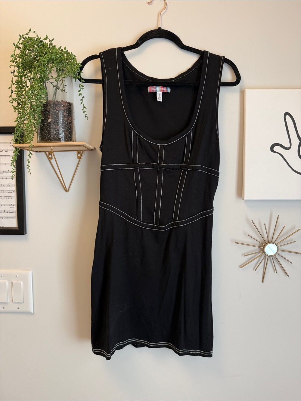Urban Outfitters Black Mini Dress with White Contrast Stitching